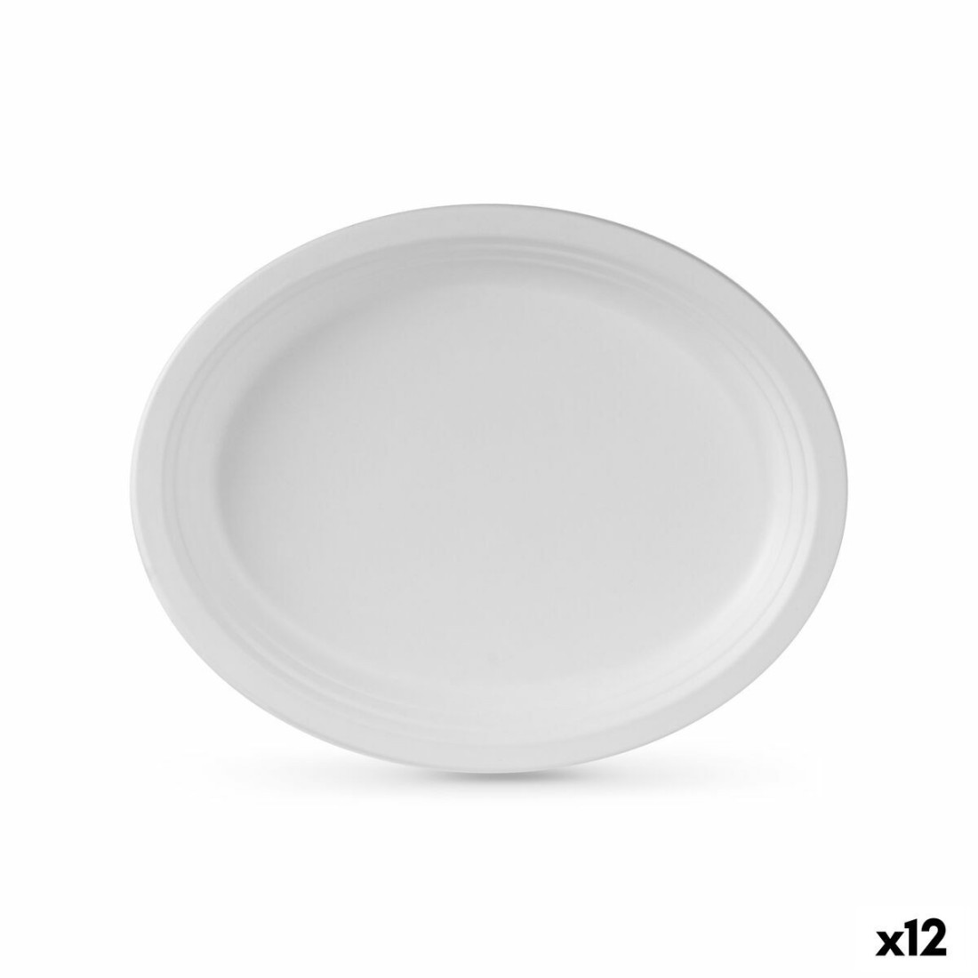 Plokštelių rinkinys Algon Vienkartinis Balta Cukranendrės Ovalus 26 cm (12 vnt.)