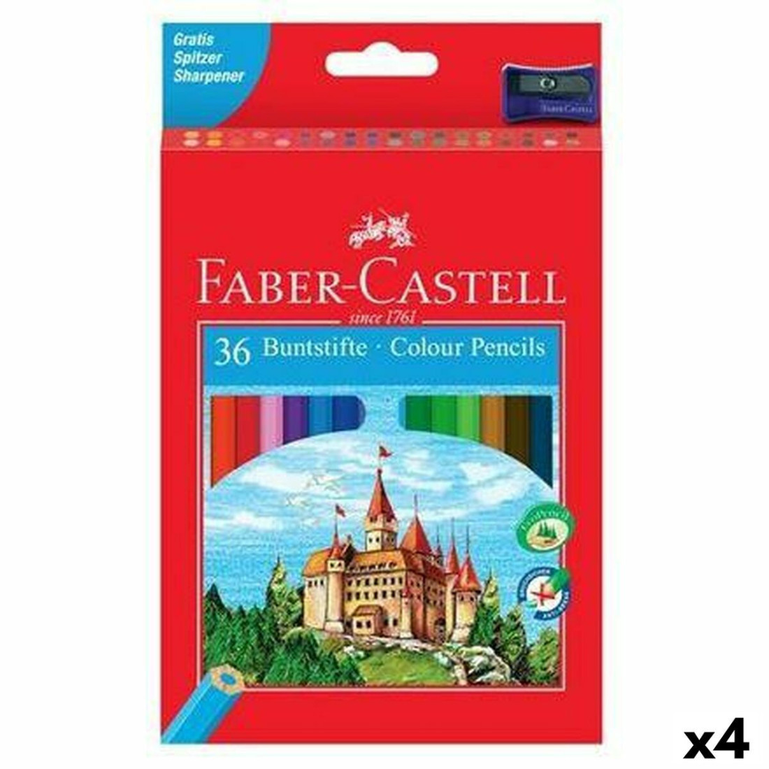 Spalvoti pieštukai Faber-Castell Spalvotas 4 Dalys