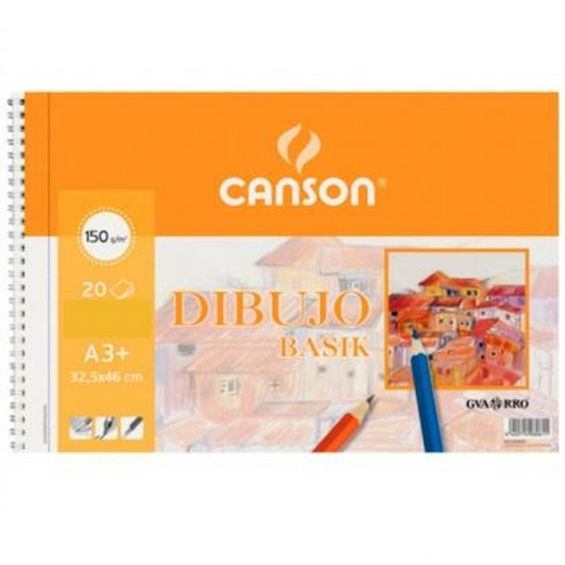 Drawing pad Canson Basik Lygus Mikro perforuotas 150 g 20 Paklodės 10 vnt. Spiralė (32,5 x 46 cm)