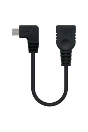 USB 2.0 A - USB B kabelis NANOCABLE CABLE USB 2.0 OTG ACODADO, TIPO MICRO B/M-A/H, NEGRO, 15 CM 15 cm Juoda Tată/Mamă