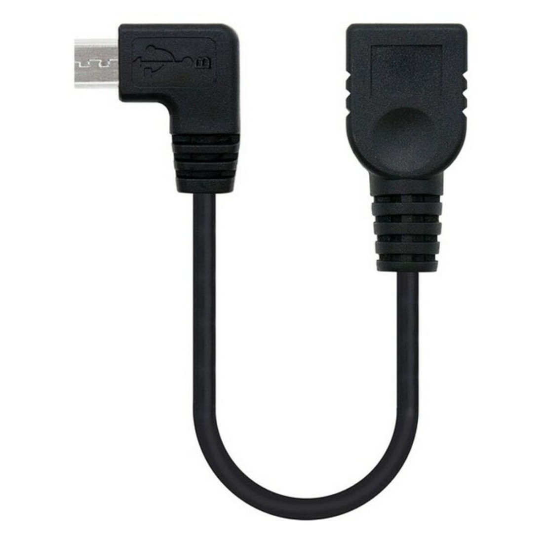 USB 2.0 A - USB B kabelis NANOCABLE CABLE USB 2.0 OTG ACODADO, TIPO MICRO B/M-A/H, NEGRO, 15 CM 15 cm Juoda Tată/Mamă