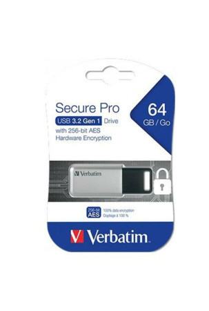 USB atmintukas Verbatim Secure Pro Juoda Juoda / Pilka 64 GB