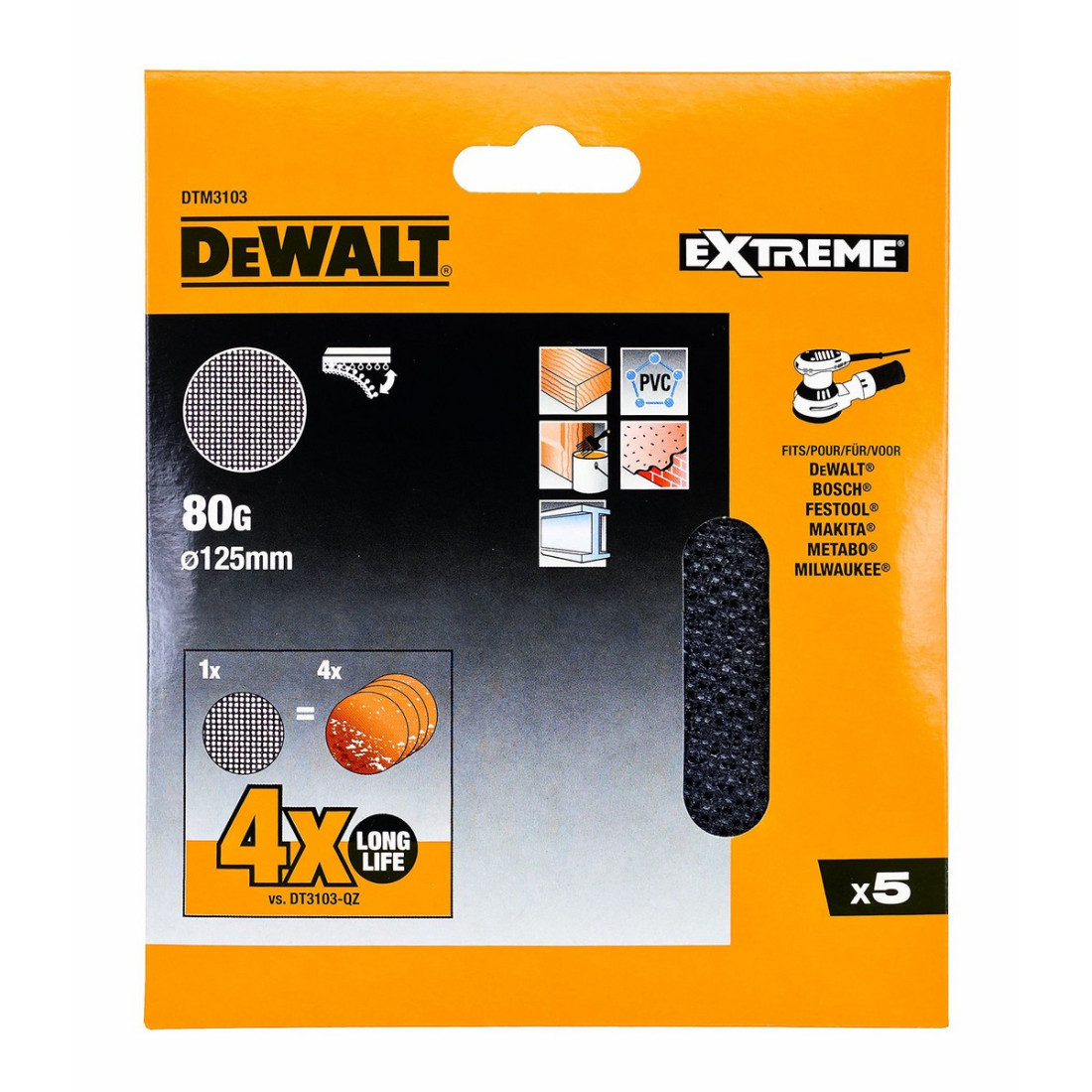 Šlifavimo diskai Dewalt dtm3103-qz Ø 125 mm 80 g 5 vnt.