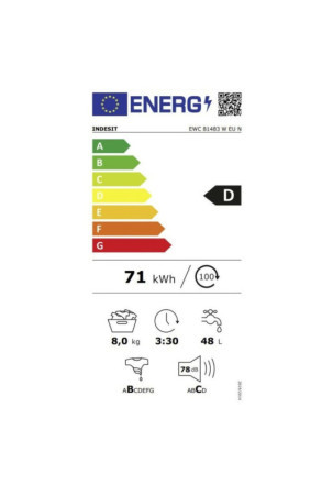 Skalbimo mašina Indesit EWC81483WEUN 1400 rpm Balta 60 cm