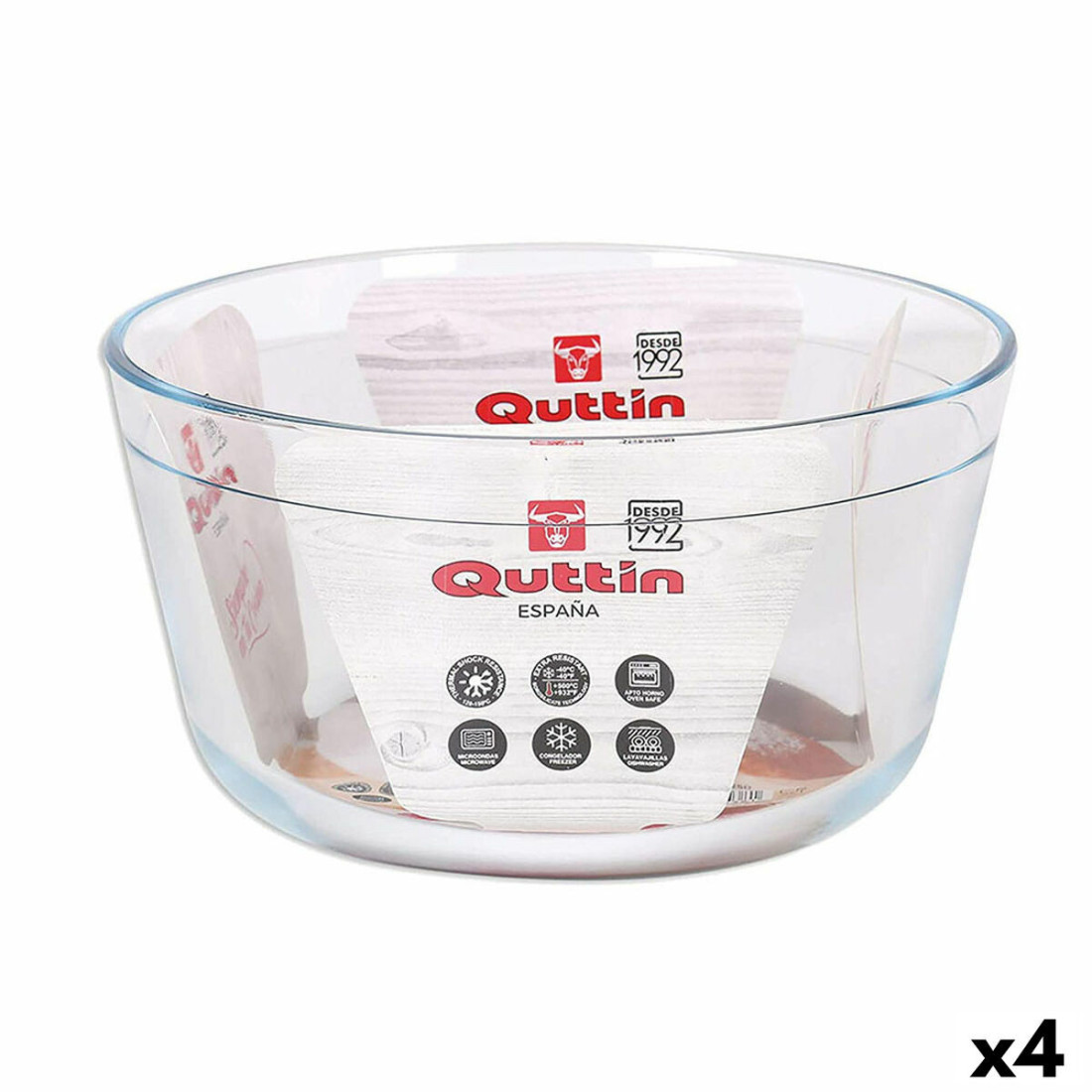 Orkaitės padėklas Quttin 104639 stiklas 2,9 L (4 vnt.) (21,5 cm)