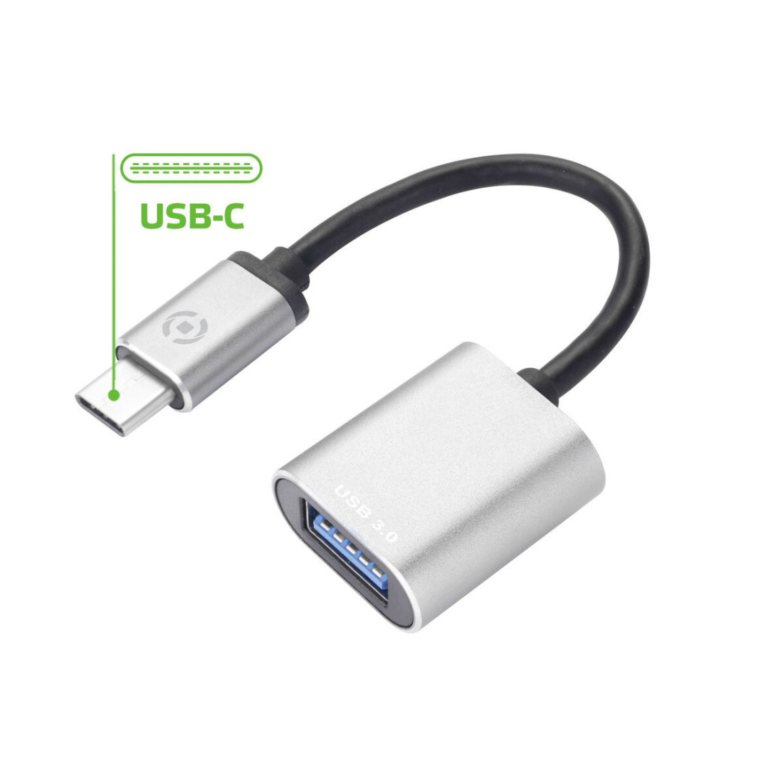 USB A - USB C kabelis Celly PROUSBCUSBDS Sidabras