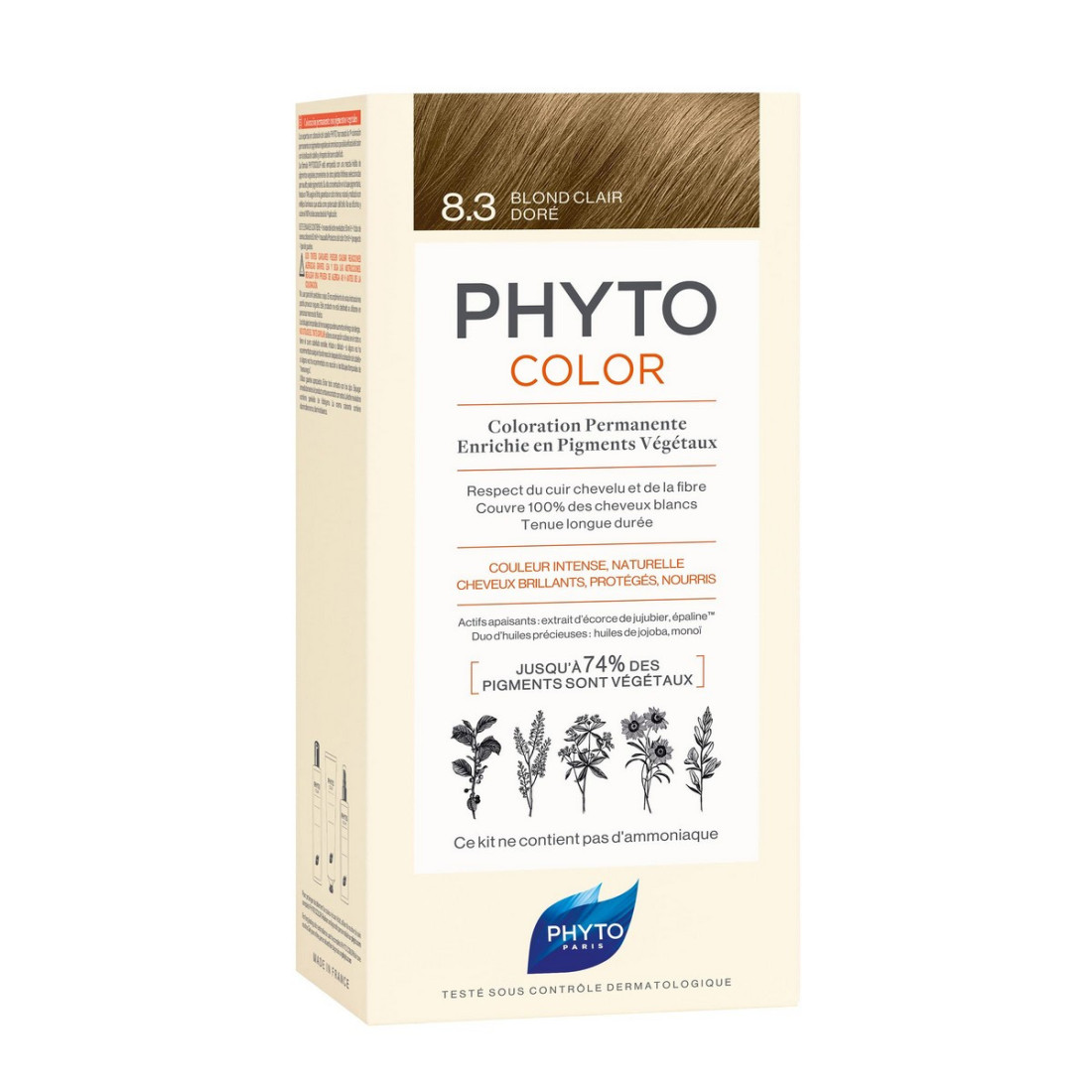 Nuolatinės spalvos dažymo Phyto Paris Color 8.3-light golden blonde 3 Dalys