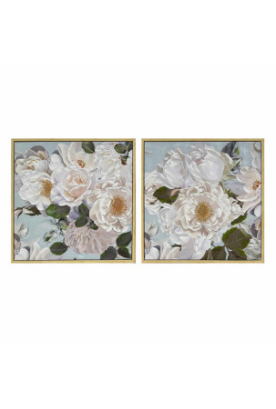 Paveikslas DKD Home Decor 80 x 4 x 80 cm Gėlės Shabby Chic (2 vnt.)