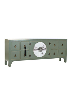 Televizoriaus baldai DKD Home Decor Balta Juoda Žalia Auksinis Metalinis Eglė Medžio MDF 130 x 26 x 51 cm