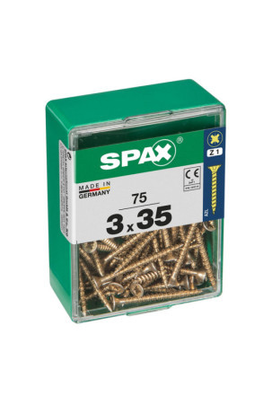 Varžtų dėžutė SPAX Yellox Medžio Plokščia galvutė 75 Dalys (3 x 35 mm)