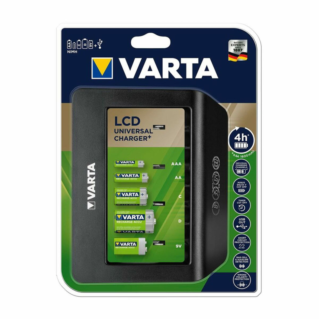 Akumuliatoriaus įkroviklis Varta LCD Universal Charger+ Tipas C Tipas D 1600 mAh 100-240 V