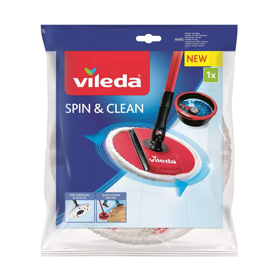 Keičiamas šepetys grindims Vileda Spin & Clean Mikropluoštai