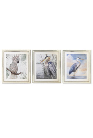 Paveikslas DKD Home Decor 40 x 1,6 x 60 cm Paukščiai Viduržemio (3 Dalys)