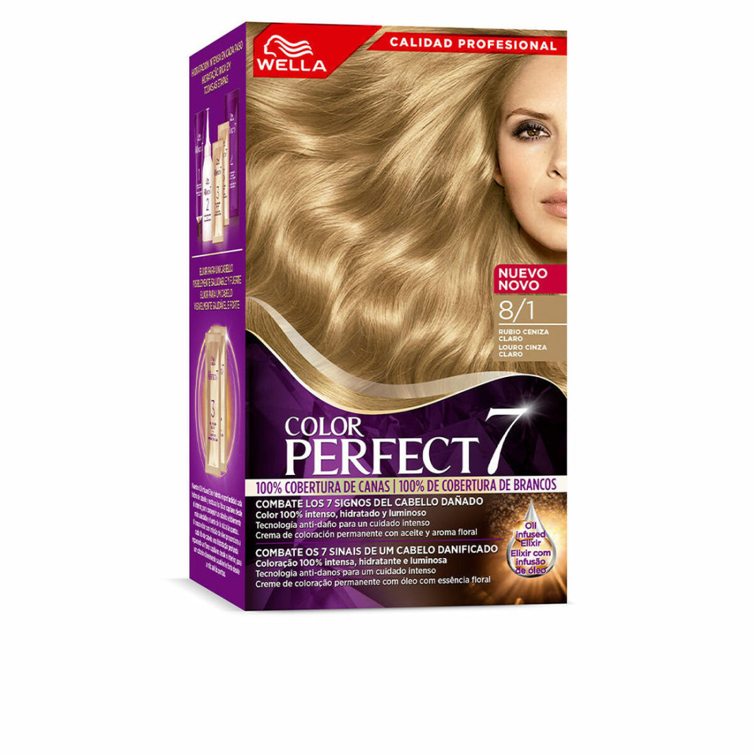 Ilgalaikiai dažai Wella Color Perfect 7 Nº 8/1 Žili plaukai 60 ml Švelni pelenų blondinė