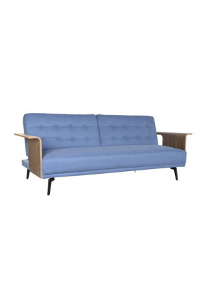 Sofa-lova DKD Home Decor Juoda Mėlyna Metalinis Ruda Poliesteris Eukalipto mediena (203 x 87 x 81 cm)