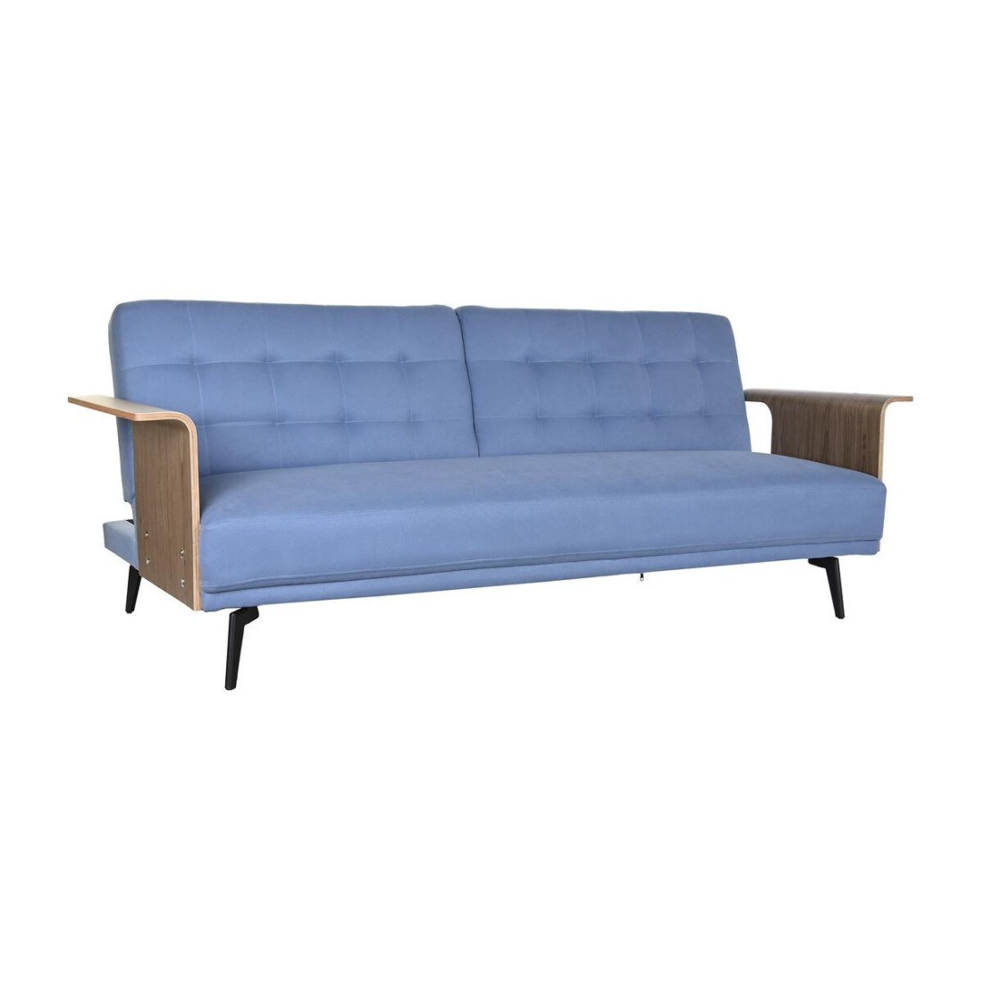 Sofa-lova DKD Home Decor Juoda Mėlyna Metalinis Ruda Poliesteris Eukalipto mediena (203 x 87 x 81 cm)