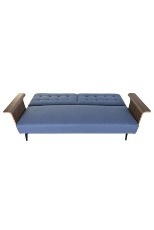 Sofa-lova DKD Home Decor Juoda Mėlyna Metalinis Ruda Poliesteris Eukalipto mediena (203 x 87 x 81 cm)