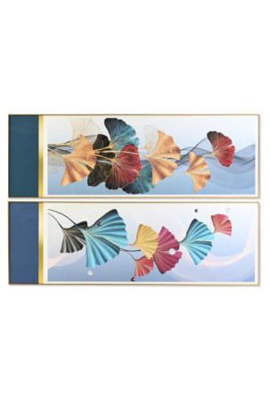 Paveikslas DKD Home Decor 180 x 3 x 60 cm Šiuolaikiškas Augalo lapas (2 vnt.)