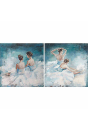 Paveikslas DKD Home Decor 100 x 3,5 x 100 cm Balerina Romantiškas (2 vnt.)