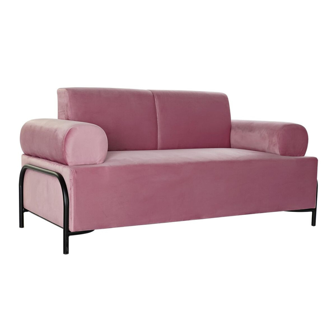 Sofa DKD Home Decor Juoda Rožinė Metalinis Poliesteris Šiuolaikiškas (154 x 76 x 76 cm)