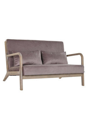 2 vietų sofa DKD Home Decor Rožinė Linas Kaučiukmedžio mediena Tradicinis (122 x 85 x 74 cm)