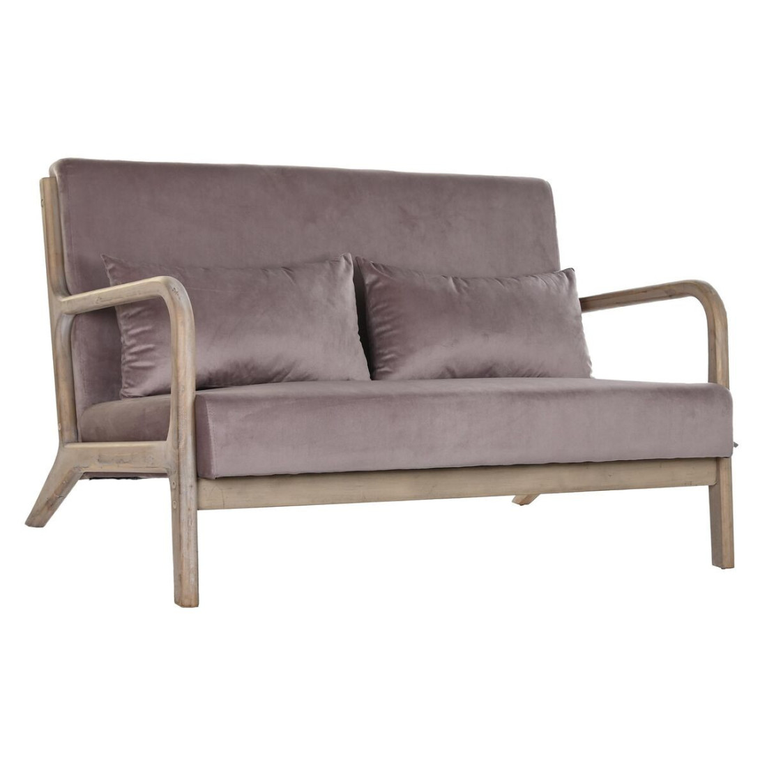 2 vietų sofa DKD Home Decor Rožinė Linas Kaučiukmedžio mediena Tradicinis (122 x 85 x 74 cm)