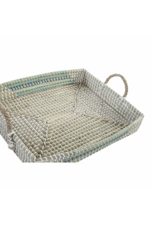 Padėklų rinkinys DKD Home Decor Balta Turkis Natūralus Tropinis 48 x 38 x 15 cm Metalinis (2 vnt.)