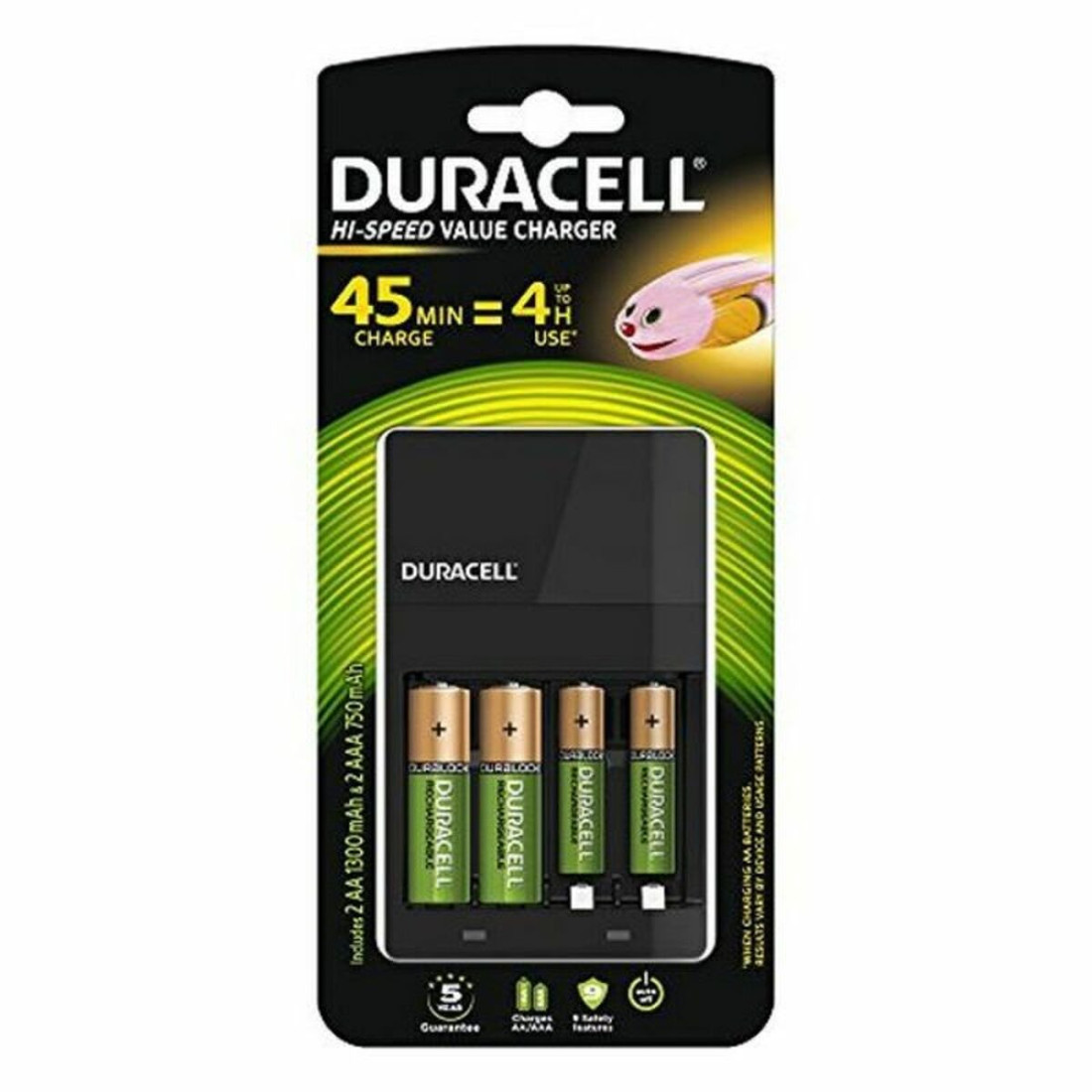 Įkroviklis + įkraunamos baterijos DURACELL CEF14 2 x AA + 2 x AAA HR06/HR03 1300 mAh (1 vnt.)