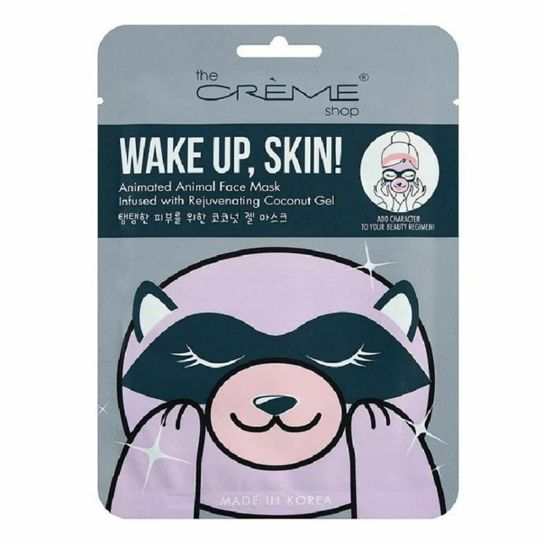 Veido kaukė The Crème Shop Wake Up, Skin! Raccoon (25 g)