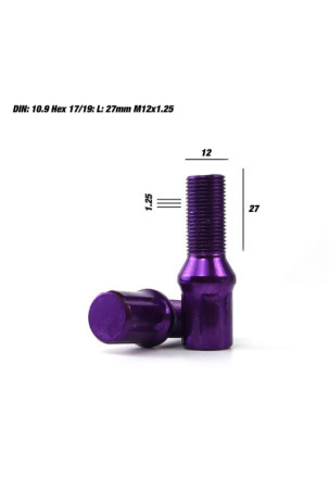 Set Riešutai OMP 27 mm Violetinė 20 uds M12 x 1,25