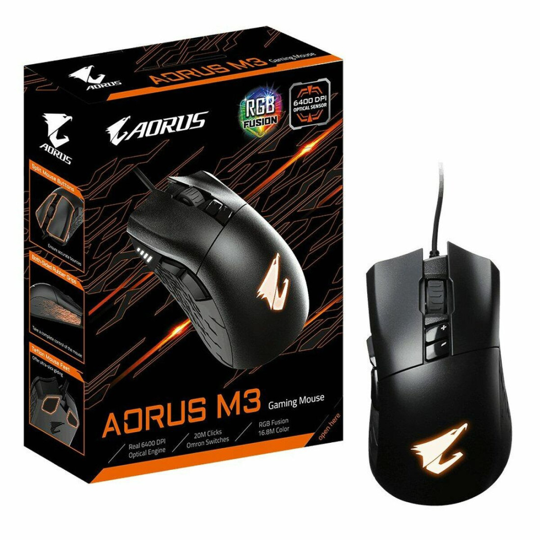 Pelė Gigabyte AORUS M3 6400 DPI Juoda