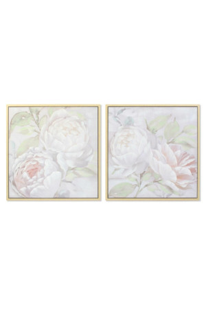 Paveikslas DKD Home Decor 80 x 4 x 80 cm Gėlės Shabby Chic (2 vnt.)