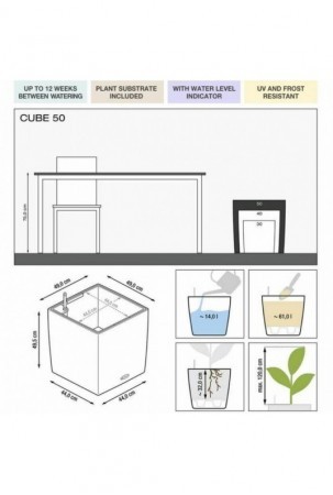 Vazonas su automatiniu drėkinimu Lechuza Ruda 50 x 50 cm polipropileno Plastmasinis