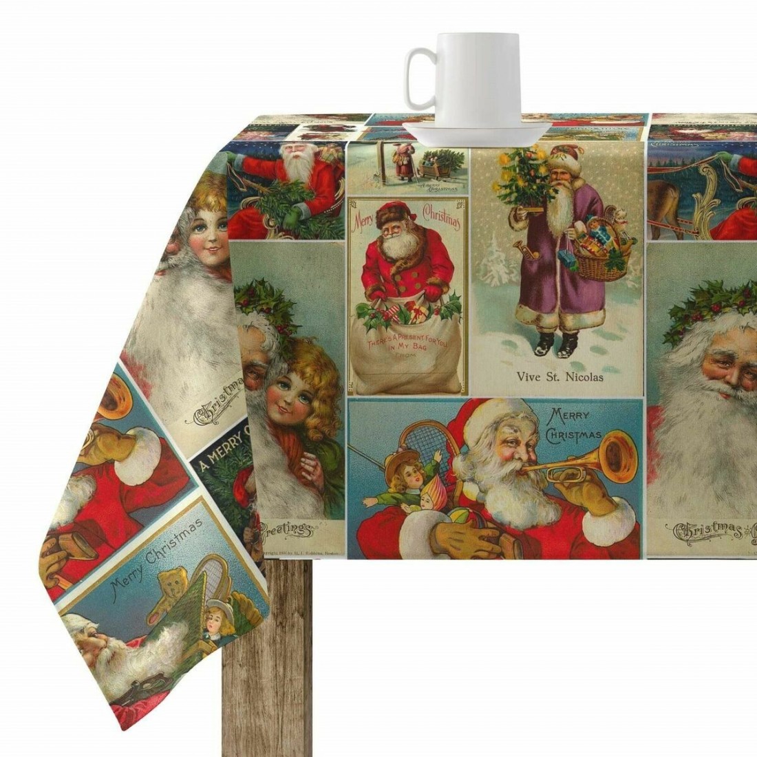 Dėmėms atspari derva dengta staltiesė Belum Vintage Christmas 200 x 140 cm