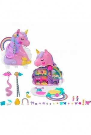 Playset Polly Pocket Coffret Salon De Coiffure Licorne Arc-En-Ciel