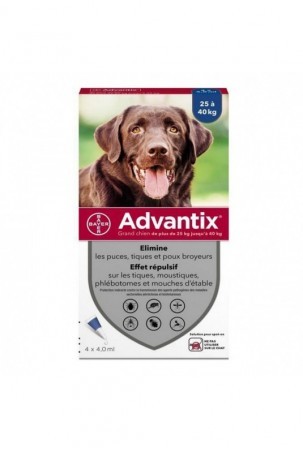 Anti-parazitai Advantix Pipetės 25-40 Kg 4 ml 4 vnt.