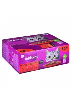 Kačių maistas Whiskas Classic Meals Višta Veršiena Avis Paukščiai 80 x 85 g