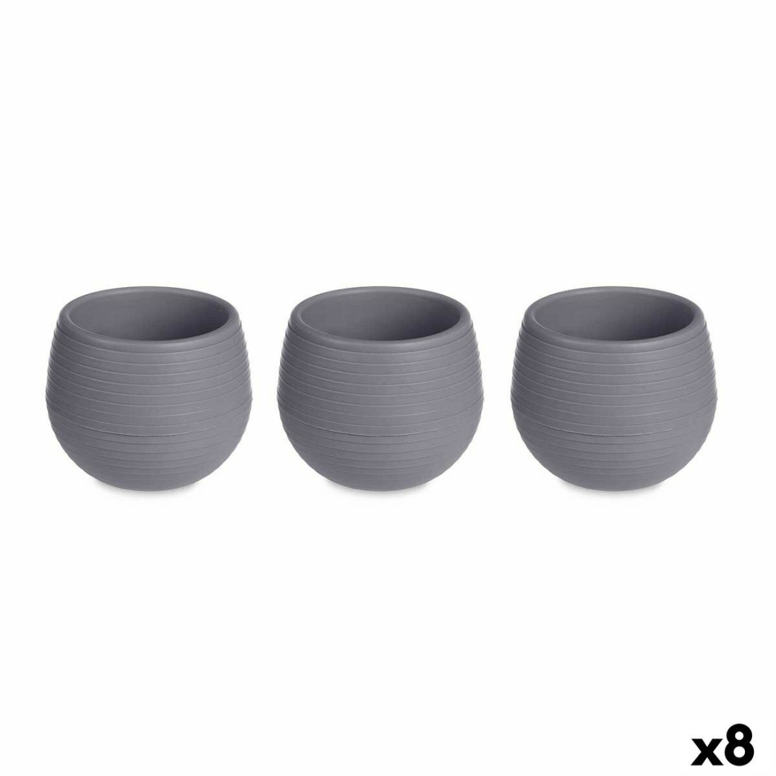 Puodų rinkinys 6,2 x 6,2 x 6,6 cm Antracito Plastmasinis (8 vnt.)