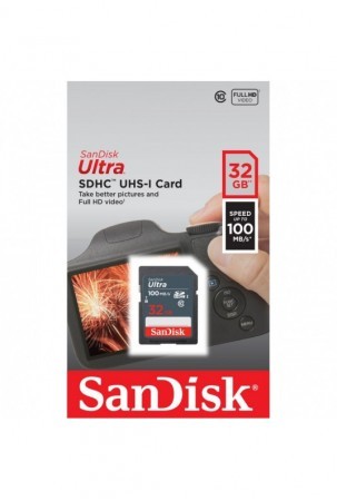 SD atminties kortelė SanDisk Ultra SDHC Mem Card 100MB/s Mėlyna Juoda 32 GB