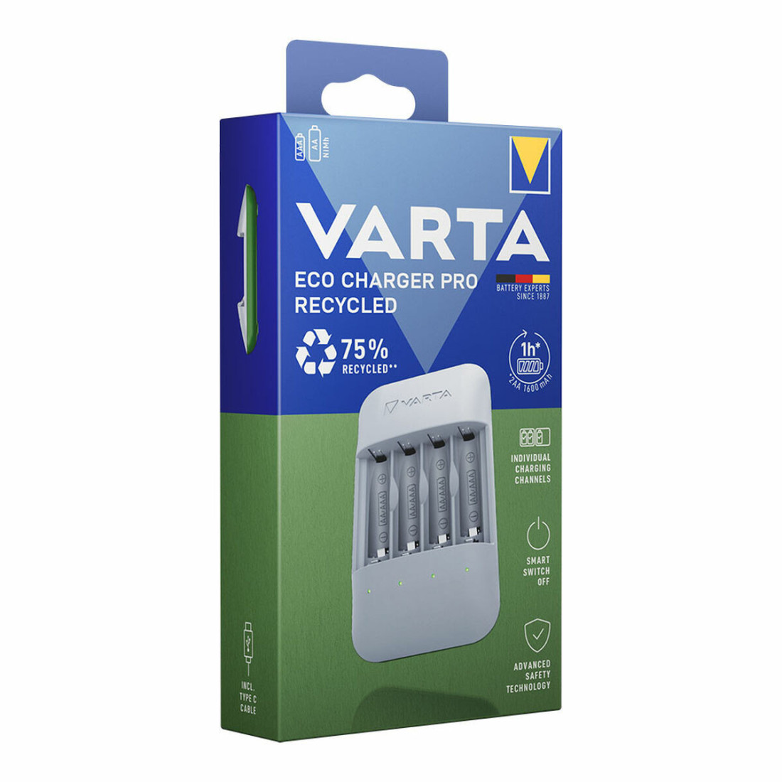 Akumuliatoriaus įkroviklis Varta Eco Charger Pro Recycled 4 Baterijos