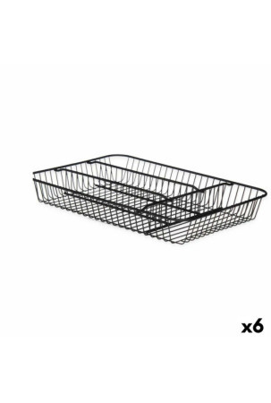 Stalo įrankių dėklas Juoda Metalinis 26 x 4,7 x 35,5 cm (6 vnt.)