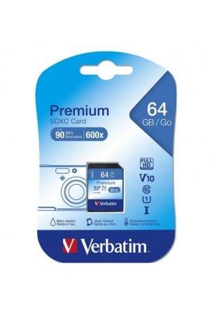 SD atminties kortelė Verbatim PREMIUM SDXC C10/U1 64 GB 2 g