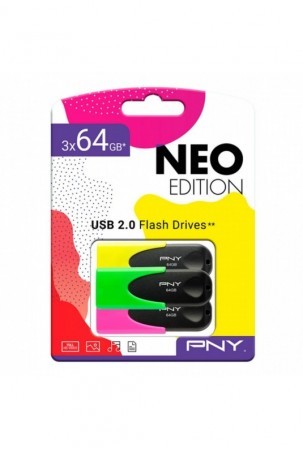 USB atmintukas PNY Juoda Spalvotas 64 GB