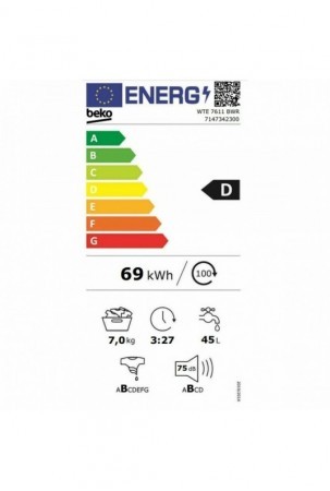 Skalbimo mašina BEKO WTE 7611 BWR 7 kg 1200 rpm 60 cm