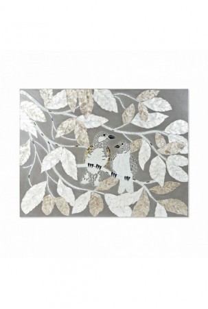 Drobė DKD Home Decor Rusvai gelsva Pilka Augalo lapas 90 x 4 x 70 cm