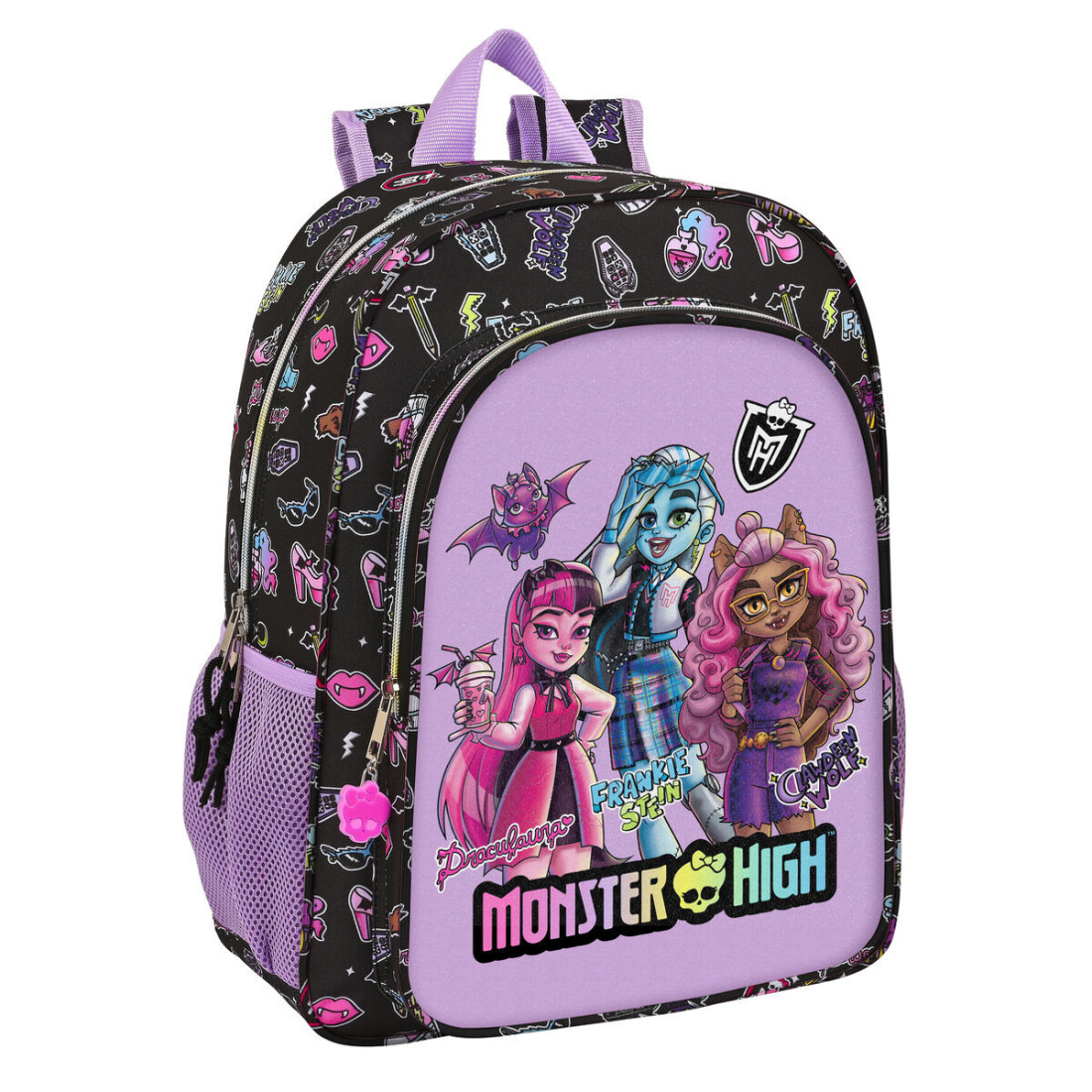 Mokyklinis krepšys Monster High Creep Juoda 33 x 42 x 14 cm