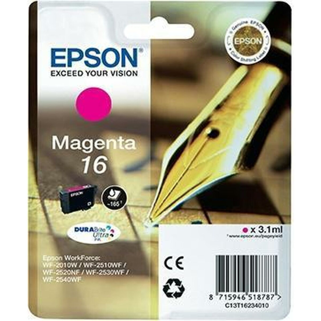 Suderinamas rašalo kasetė Epson Cartucho Epson 16 magenta Rožinė