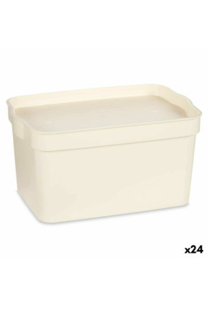 Sandėliavimo dėžutė su dangteliu Kreminė Plastmasinis 2,3 L 13,5 x 11 x 20 cm (24 vnt.)