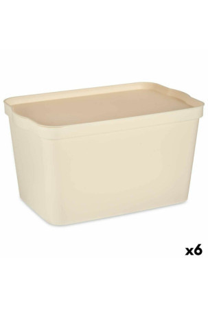 Sandėliavimo dėžutė su dangteliu Kreminė Plastmasinis 24 L 29,3 x 24,5 x 45 cm (6 vnt.)