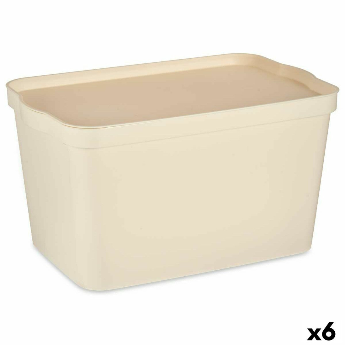 Sandėliavimo dėžutė su dangteliu Kreminė Plastmasinis 24 L 29,3 x 24,5 x 45 cm (6 vnt.)